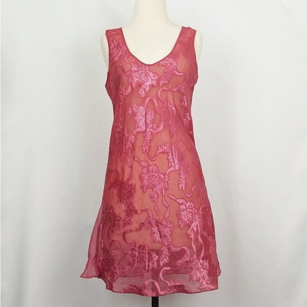 ✨Vintage✨ 90s Victoria Secret Nightgown Pink Floral Sheer Short (Size M)